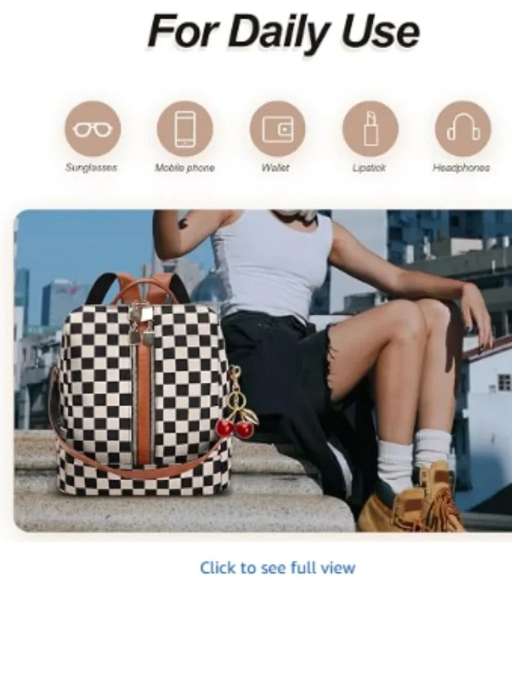 Checkered Backpack Purse for Women,Plaid Back Pack Handbag,Fashion Everyday